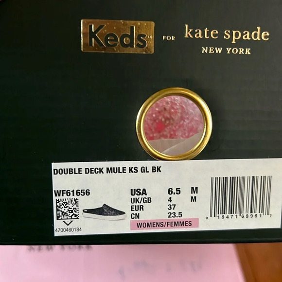 KATE SPADE Keds Womens Shoes Double Deck Mule Black Shimmer Sneakers 6.5 Casual - Picture 6 of 10